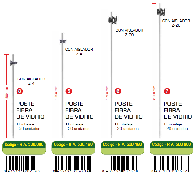 Poste de fibra de vidro (4 alturas)