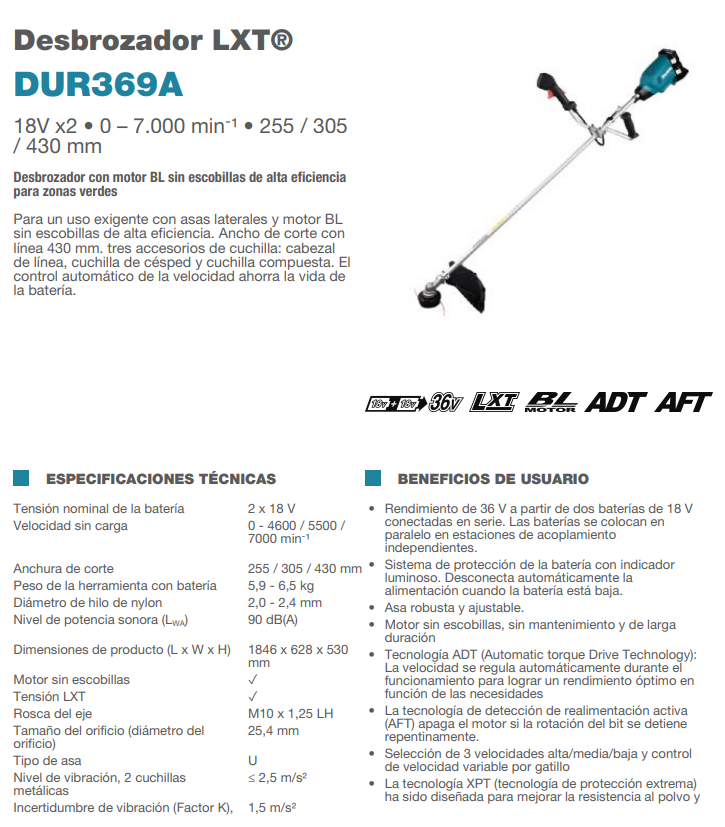 Desbrozador MAKITA LXT DUR369A