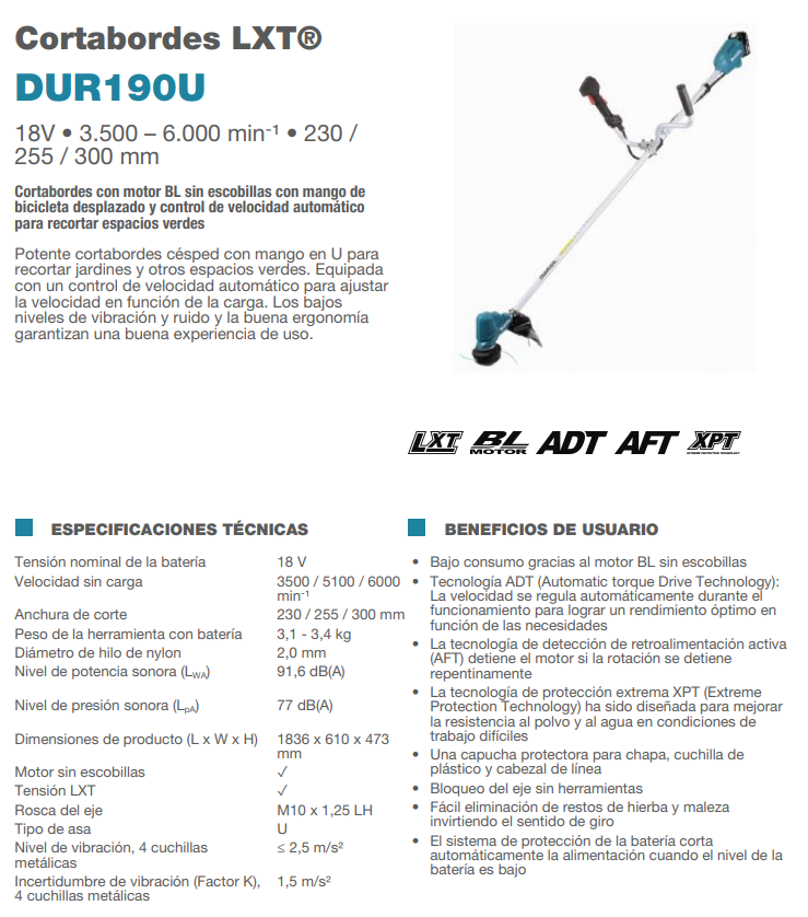 Cortabordes MAKITA LXT DUR190U