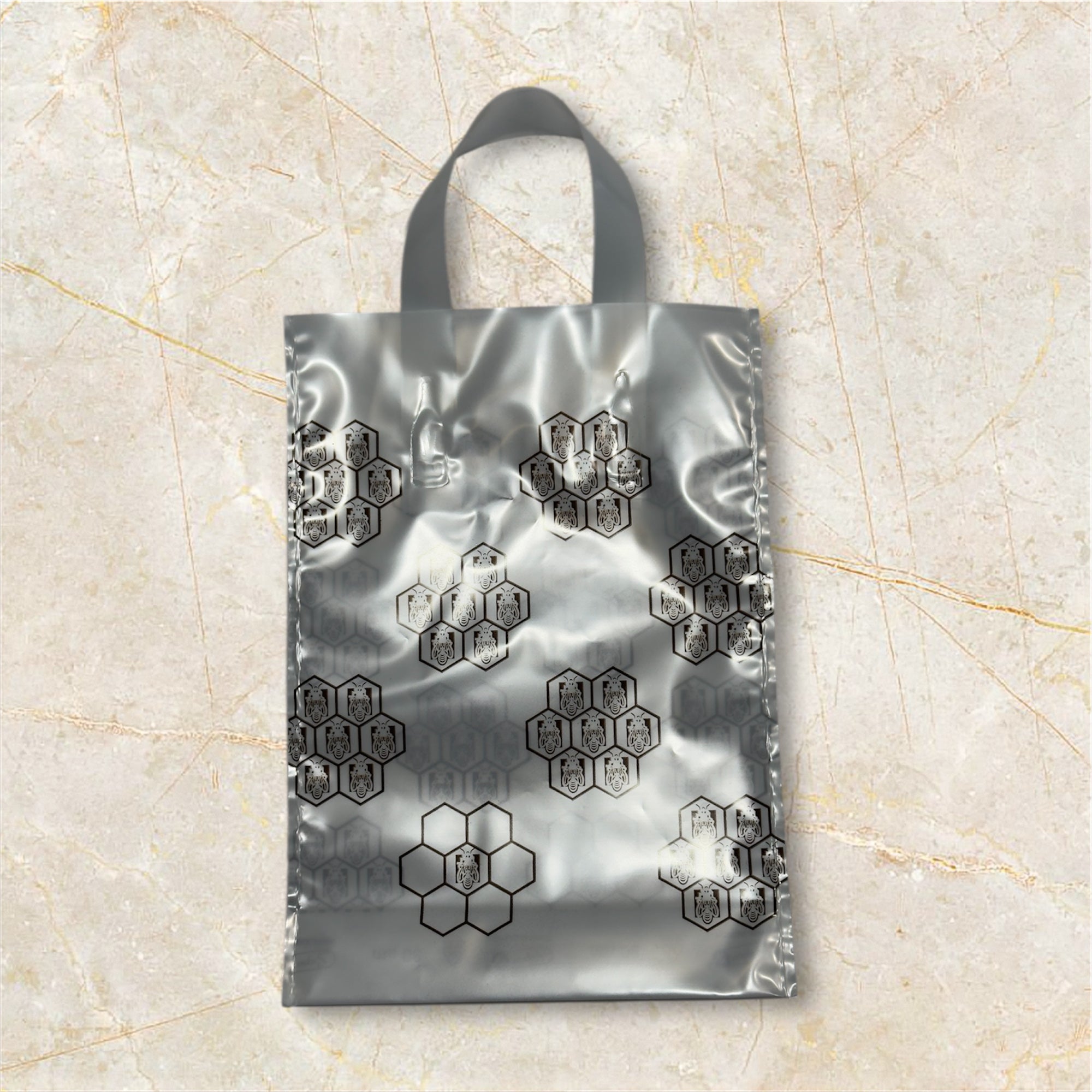 Bolsa para 1 tarro 1/2kg(blanca, con panal dorado) - Pack 25 und
