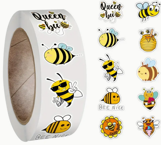 Pegatinas abejas en rollo 500 Piezas